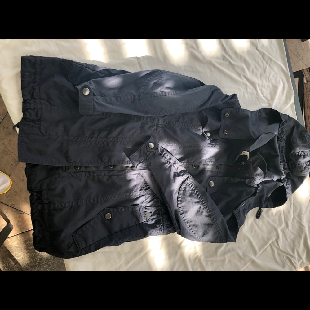 Burberry Navy Blue Hooded Trench Coat